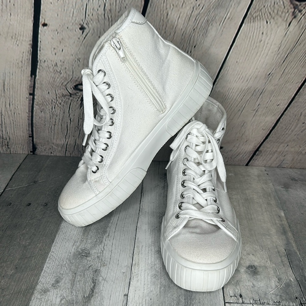 Steve Madden Side Zip High Top Sneakers Size 8.5 - Picture 1 of 8